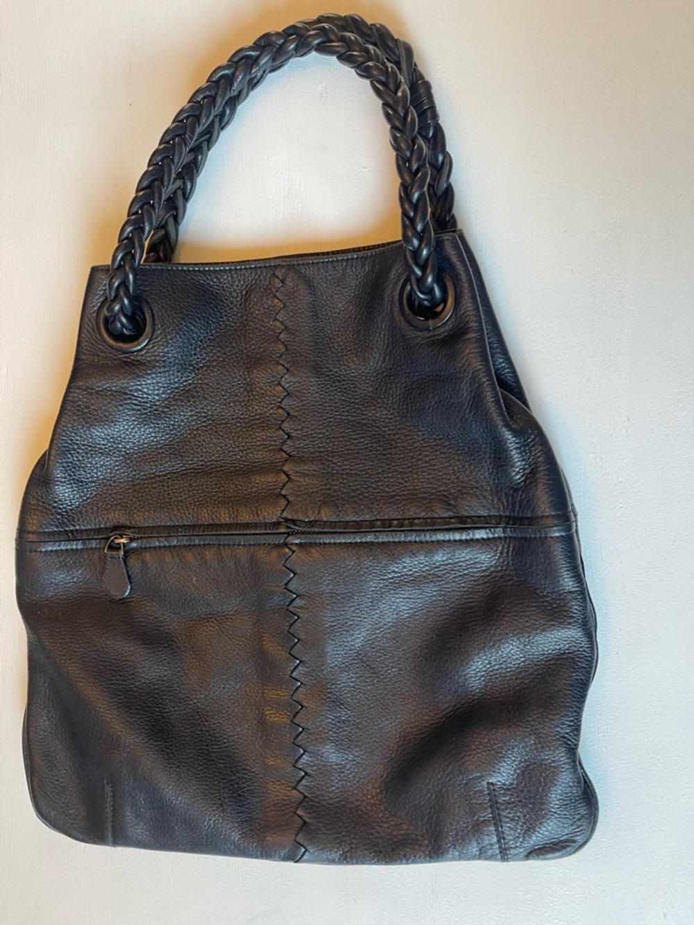 Bottega Veneta Black Braided-Handle Shoulder Tote